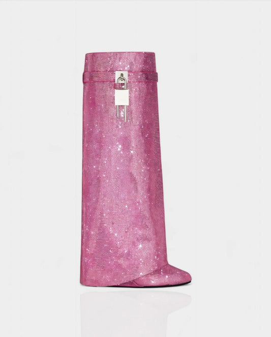 Bottes Lock, Rose à Strass